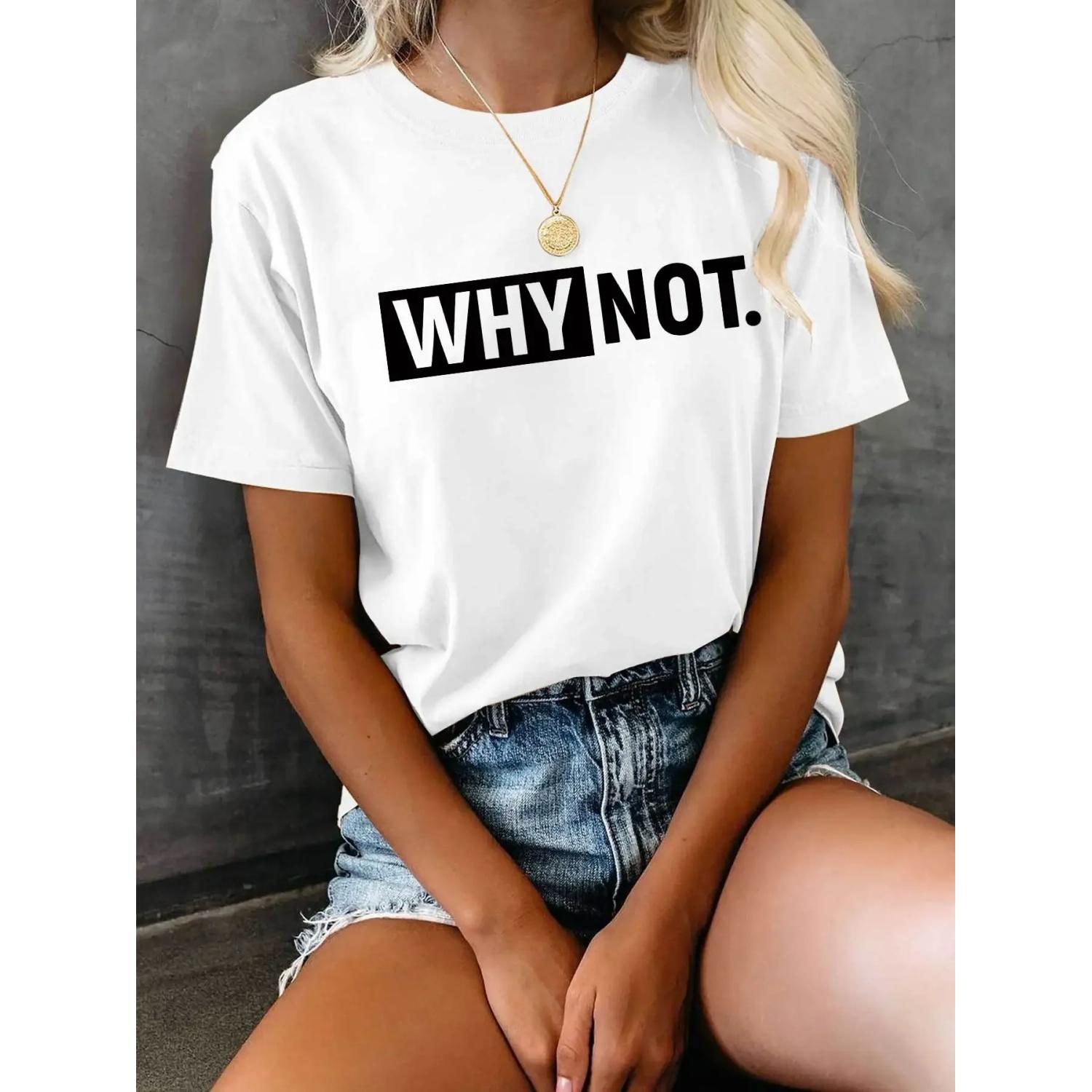 

WHY NOT Letter Print Pure Short-Sleeve Casual T-Shirt Aesthetic Clothes XXXXXL