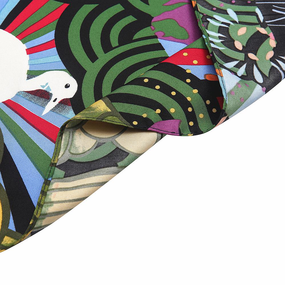 130cm Silk Scarf Animal Print Flowers Square Scarf Fashion Design Women Shawl Bandana Kerchief Scarves Hijab