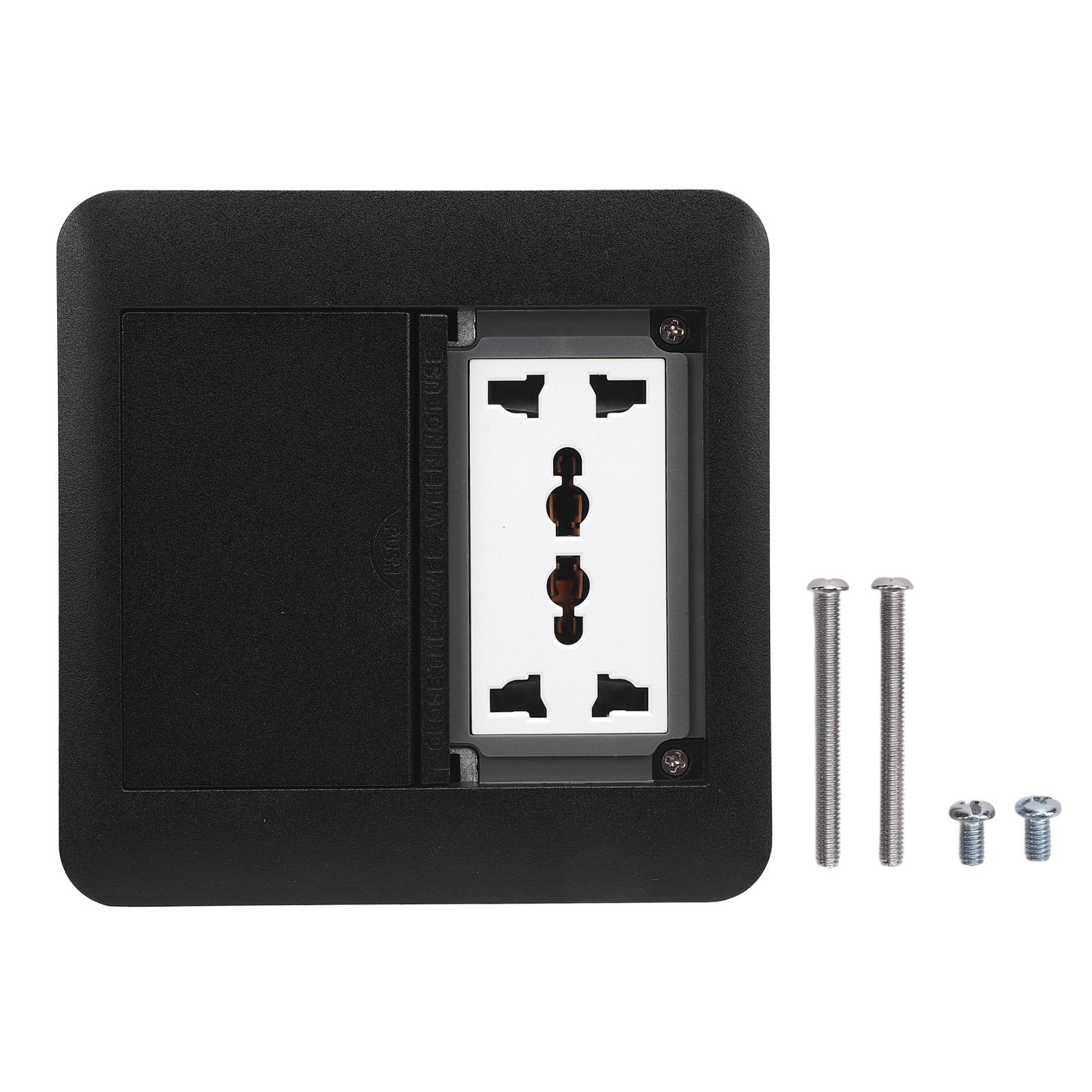 

Recessed Floor Socket Double Door 4000W 3 Prong X 4 Multifunctional Black Concealed Floor Outlet