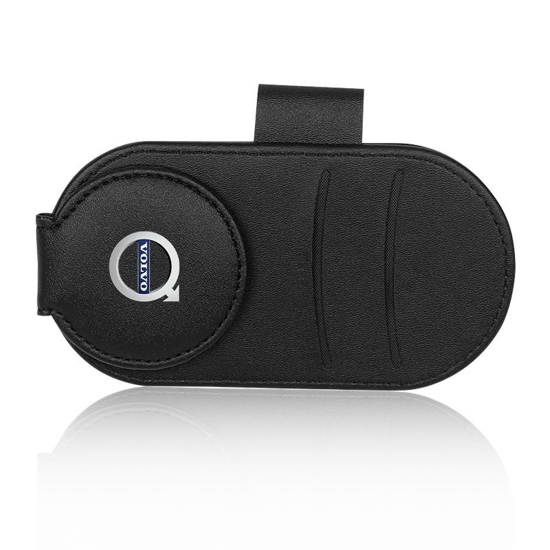 Leather Car Glasses Clip Sun Visor Multi-function Sunglasses Clip Car Styling For Volvo 240 C70 S40 S50 S60 S70 S80 S90 V40 V50 V60 V90 XC60 XC90
