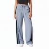 Women's Striped Side Loose Pants, Casual Waist Cinched Slanted Pocket Loose Pants