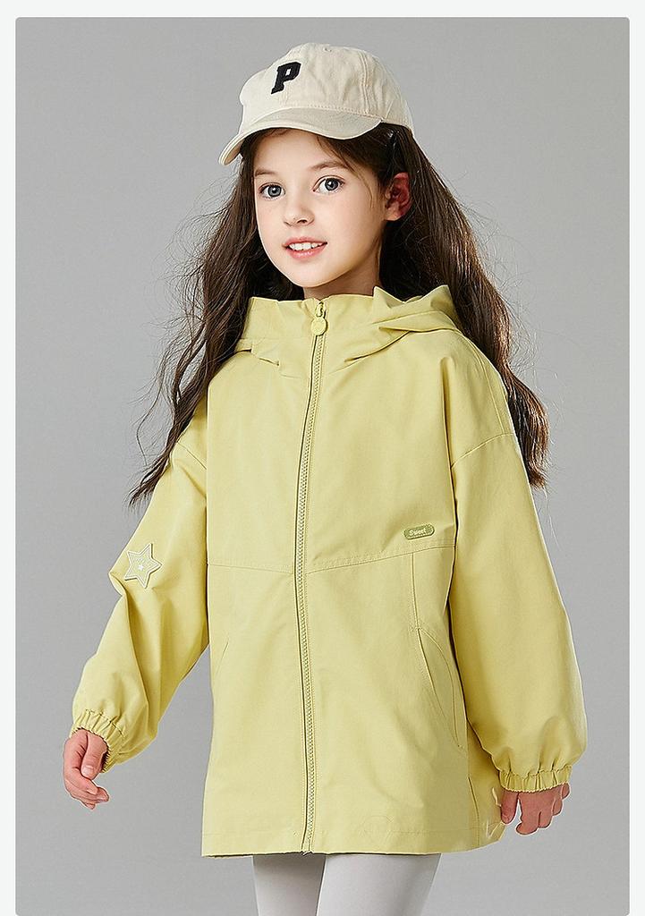 Girls' Loose Medium To Long Hooded Coat
