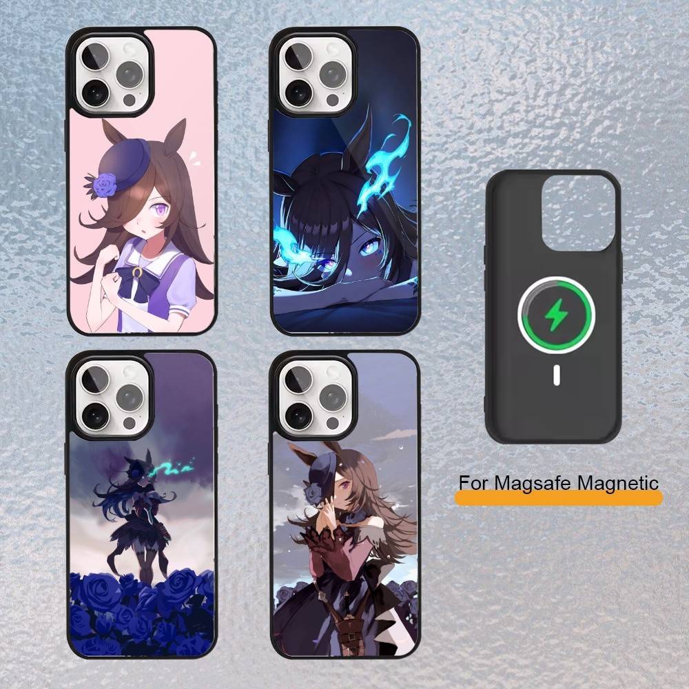 Jolie coque de téléphone Derby U-Uma Musume pour iPhone 17,16,15,14,13,12,11 Plus,Pro Max Housse de chargement sans fil magnétique