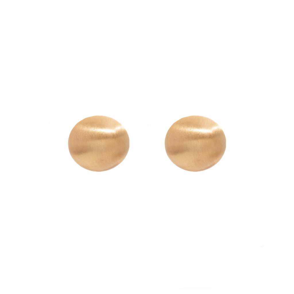 High-End Gold Brushed Texture Round Stud Earrings Women'S Fashion Commuter Geometric Earrings Cold Wind Simple Earrings