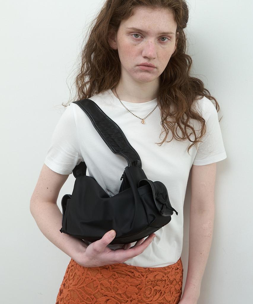 Trimarch Nylon Pocket Shoulder Bag / Black