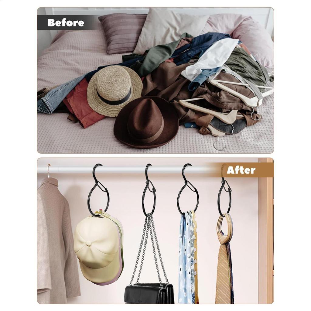 Belt Organizer S Shaped Hook Rust-Proof Belt Storage Hooks For Scarves Purse Bags Accessories Tank Top Hats Apartment Dorm