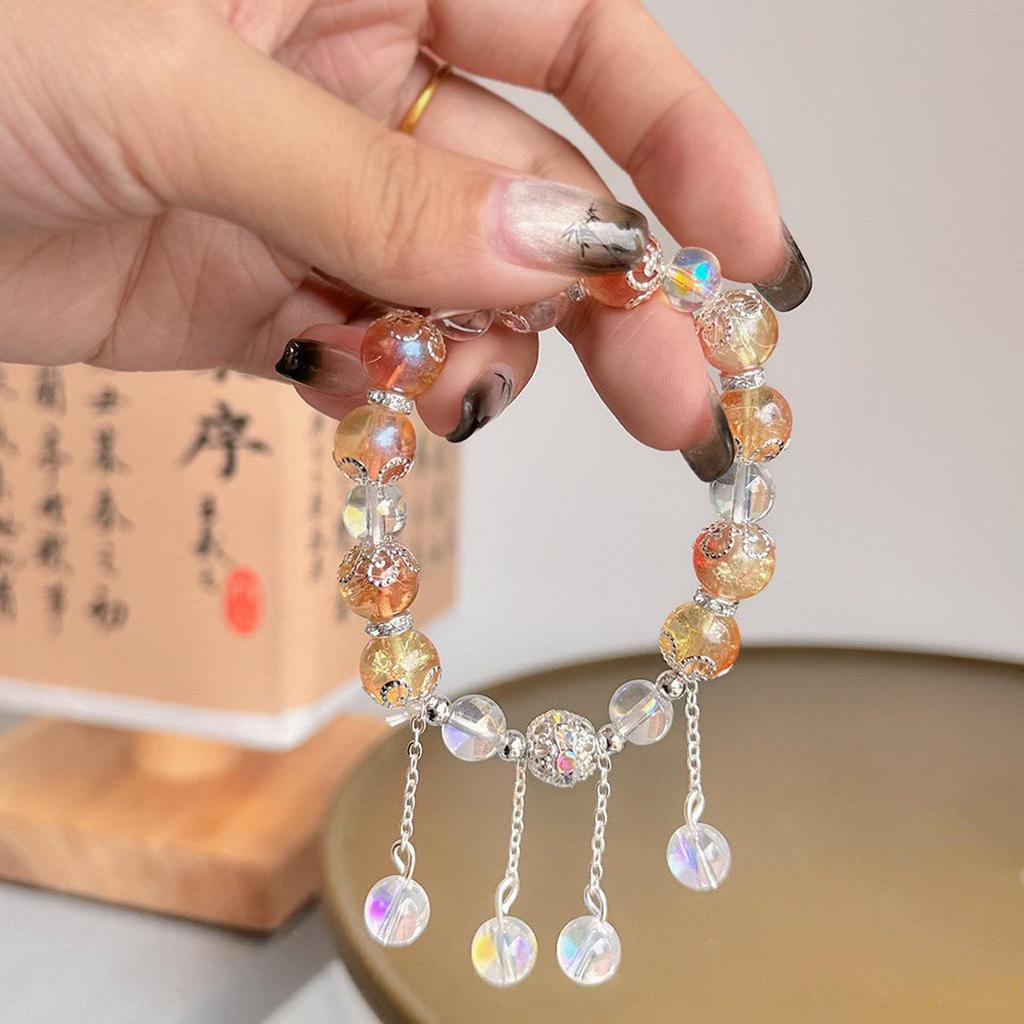 Aurora Crystal Beaded Tassel Bracelet - Cultural Jewelry for Street Stalls and Live Streaming