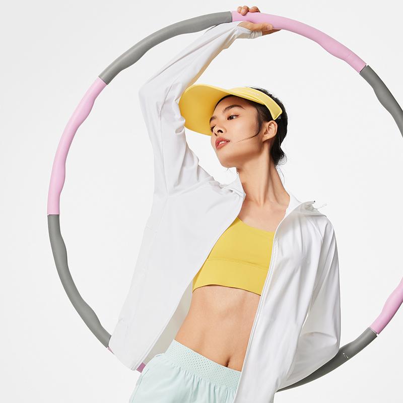 Li Ning Fitness Series Solid Color Long Sleeve Hooded Slim Fit Hoodie Women Hoodies White AWDU474-1