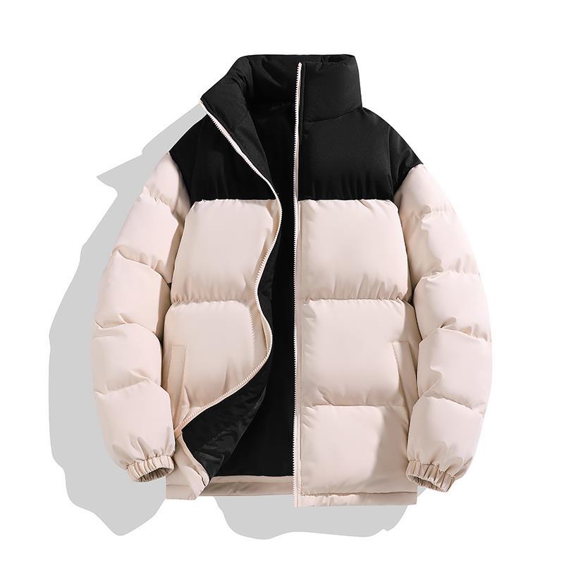 Splicing Stand-up Collar Cotton Clothes Men's Winter New High Street Fashion Loose Trendy Brand Casual Versatile Warm Jacket