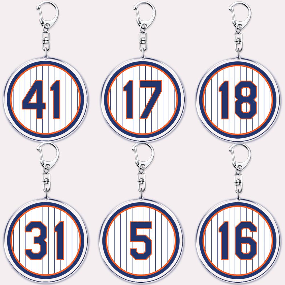Popular Baseball Jersey Player Number Keychains for Accessories Bag New York Sports Keyrings Jewelry Friends Fans Gifts