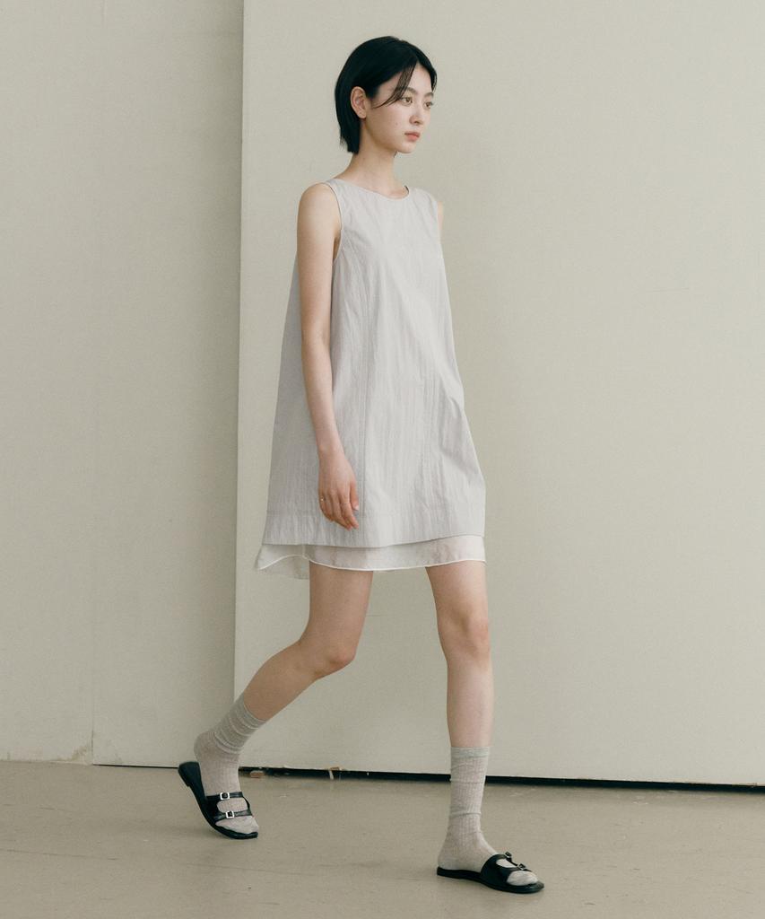 Ost Kaka Color Block Sleeveless Mini Dress Light Gray