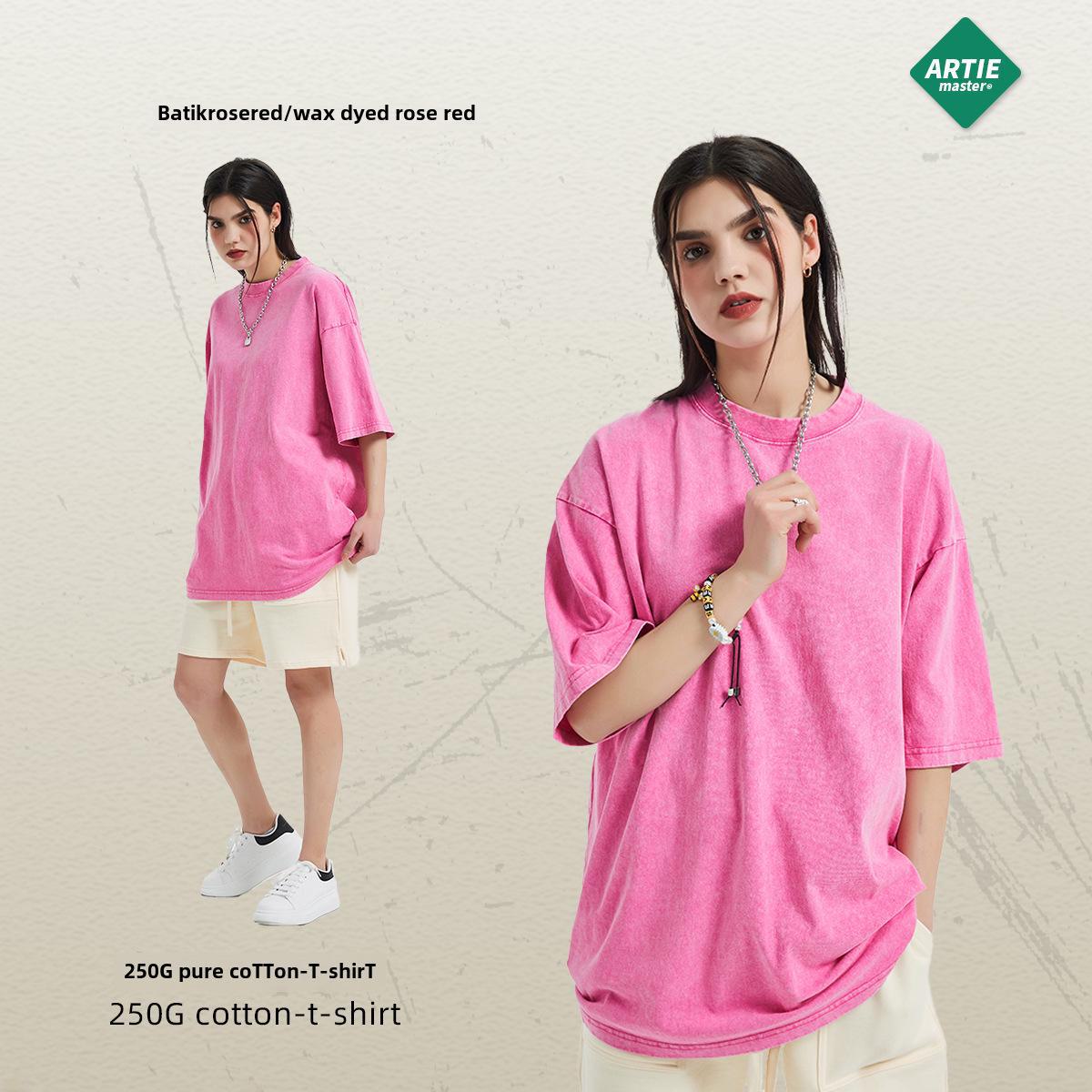 

Чоловіча футболка з короткими рукавами в стилі батик весна/літо 2025 ARTIE XL рожевий червоний колір