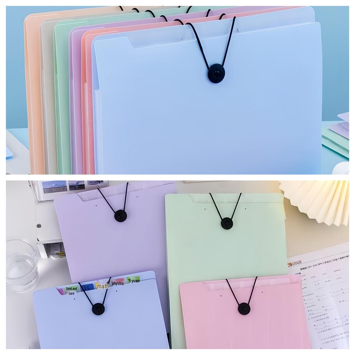 

Папка-гармошка формата А4 - Большая вместимость, многослойный студенческий органайзер с вставными карманами 5 Pockets Horizontal with Elastic Cord