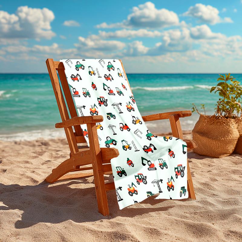 Ultra-weiches Strandtuch mit Bagger-Thema, Ideal für Pool - Camping, Tauchen - Perfekter Reisebegleiter, Lebendiges Strandtuch.