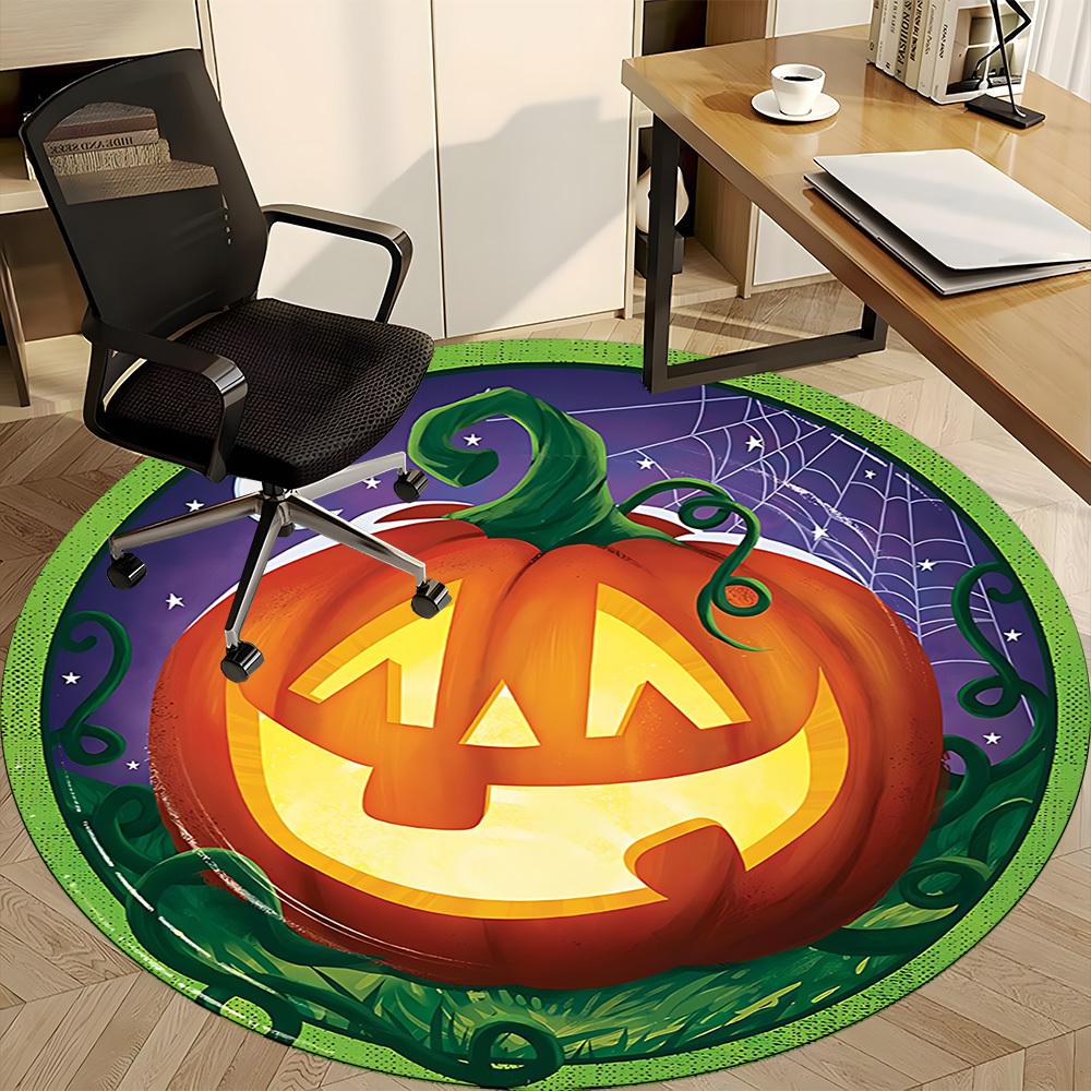 1pc Halloween Pumpkin Chair Carpet for Office Non-Slip, Lightweight, Machine Washable Rug for Office, Room - Holiday Decoryy251016008