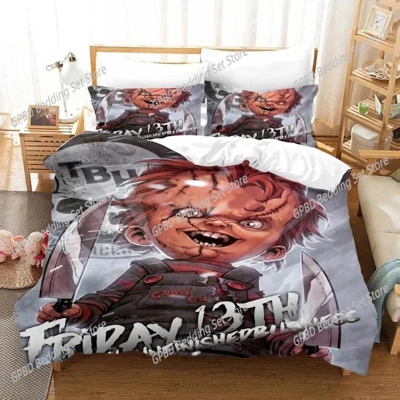 Comforter Horror Movie Child Of Play Chucky Bedding Set 3D Printed Suitable For Bedroom Kids Home Textile