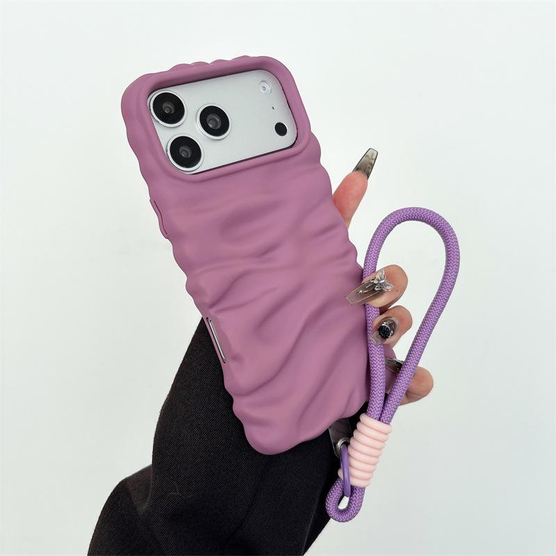 Solid Cream Texture Case with Lanyard for iPhone 16 Pro Max/Apple 17/14/15