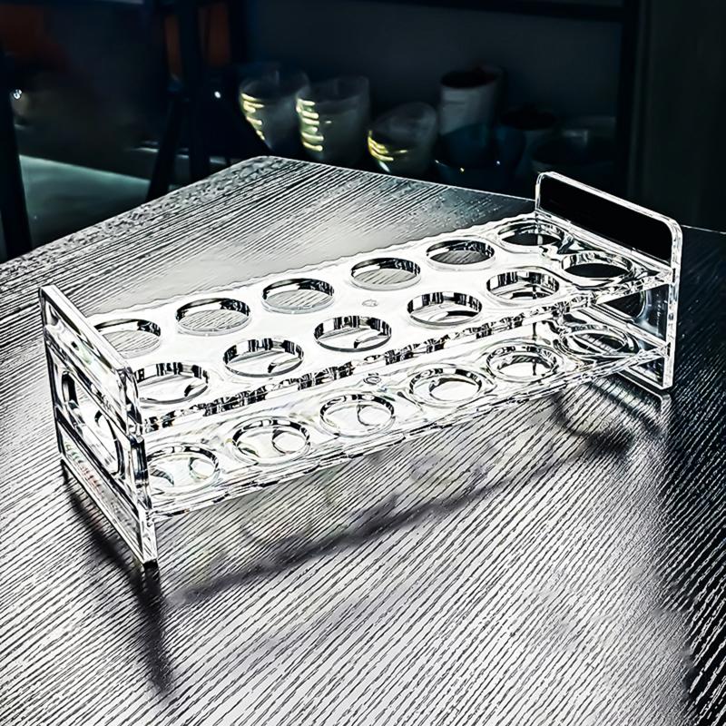 §Acrylic Glass Holder Display Rack Bar Wine Drinks Cup Storage Carrier Flight Tasting Serving Tray Double Row 6/8/12 Holes Cup
