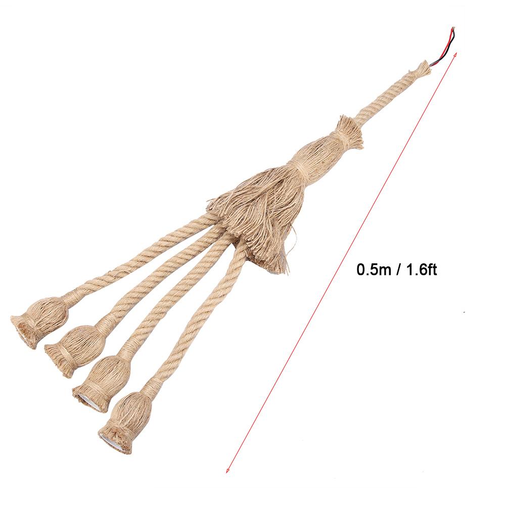 0.5m E27 Vintage Hemp Rope Ceiling Light Base Pendant Lamp Bulb Holder 85-265V (3*holder)