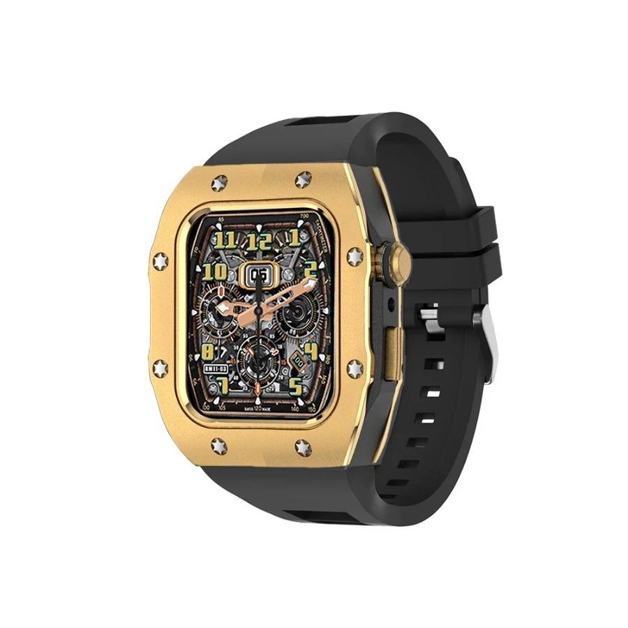 

Rubber Strap+Metal Case For Apple Watch Band 44mm 45mm Modification Kit Bracelet For iWatch Series 9 8 7 SE 6 5 4 Diy Modified 45mm Series 9 8 7