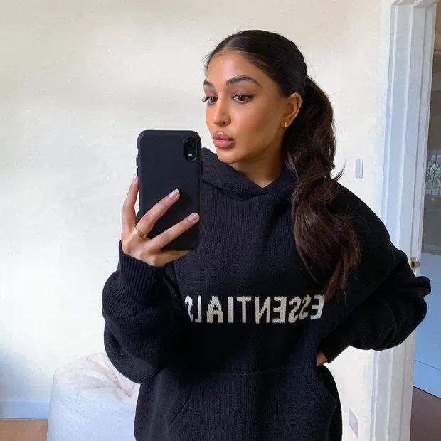 Bluza z kapturem FOG Essentials z podwójną linią – Modny, luźny dzianinowy sweter do mody ulicznej