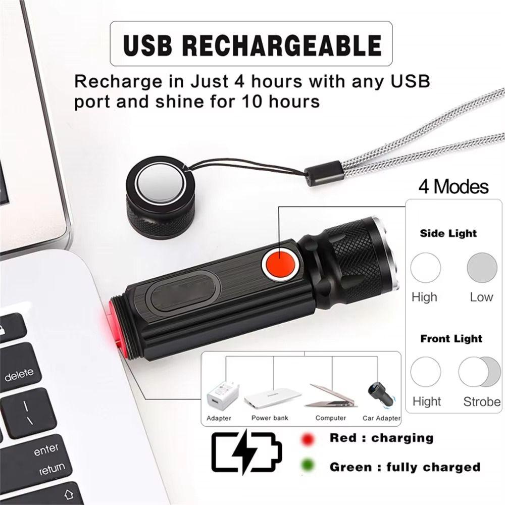 Magnet Bottom Portable LED Flashlight Handheld Long Lasting Mini Camping Lamp Red Light Waterproof Emergency Lighting Fishing