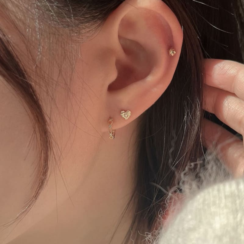 youngglow 14k vintage heart stone piercing (2type)