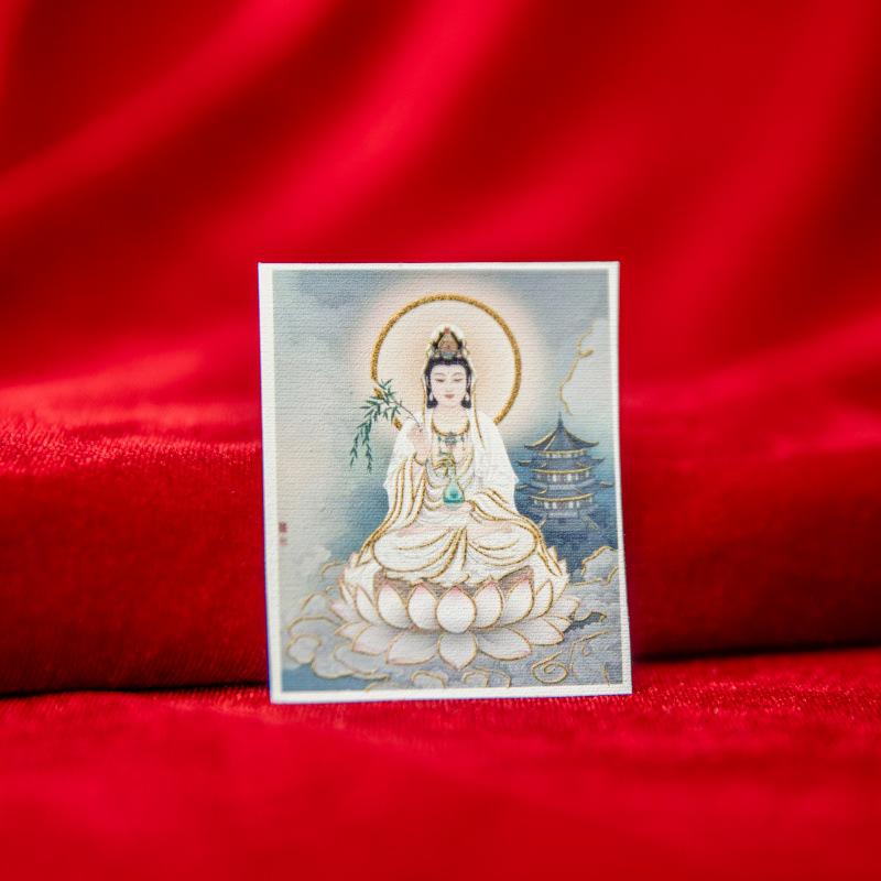 Taoist Buddhist Immortal Gold-Painted Thangka Canvas: Ksitigarbha, Lao Jun, Guanyin