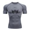 Men's Quick Dry Compression Workout T-shirt, Gothic Death Metal Spiky Print Athletic Shirt for Gym Running Training Spor