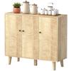Vintage Sideboard with Chevron Doors and Pine Wood Legs for Living Room, Kitchen