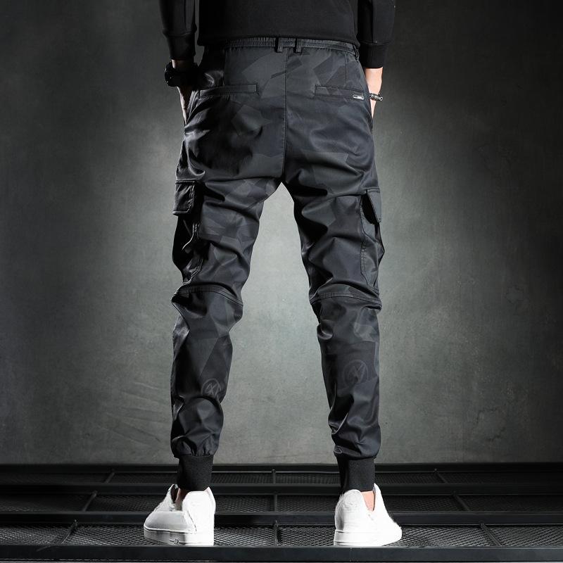 Ležérne nohavice Pánske Jarné a Jesenné Tenké Slim-fit Kórejská Verzia Elastický Pás Módny Trend Sťahovacia Šnúrka Pracovné Nohavice