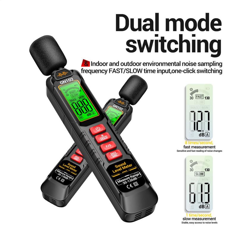 Sound Meter Decibel Reader LCD Display Backlight A-Weighted Range 30-130dB Data Hold Digital High-Precision Detector For Noisy