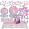 Mermaid Birthday Party Decoration 3D Balloons Cup Plate Napkins Banner For Kids Girls Party Favor Gifts Baby Shower Photo Props