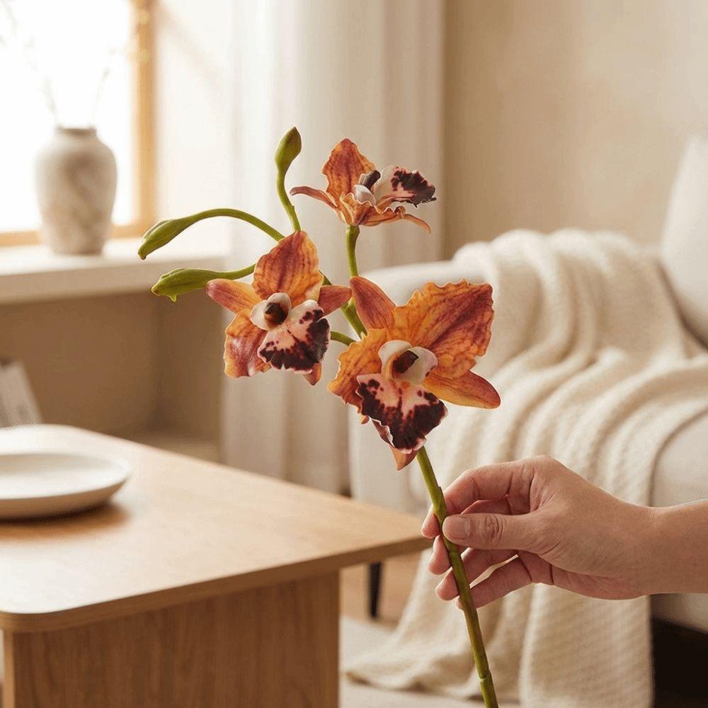 Realistická lodyha Cattleya Orchidej Realistický dotek Cymbidium Kytice Umělé květy Orchidejí Svatba