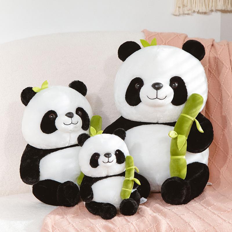 Creative bamboo panda plush toy Sichuan panda rag doll zoo event gift