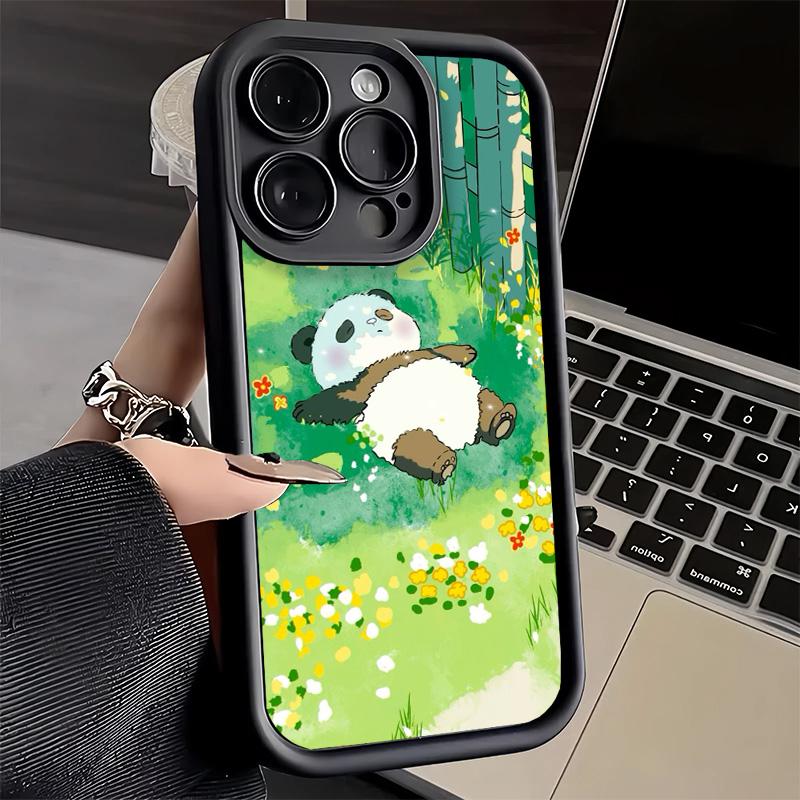 Phone Case for iPhone 17 Air 16E 15 16 Pro Max Cute Cartoon Panda Cover 14 Plus 13 12 Mini Soft Shell Silicone Fundas