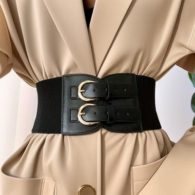 1Pc Elastic Belt Women's Black Fashion Versatile with Skirt Decoration Blazer Women's Wide Waist Seal Waist