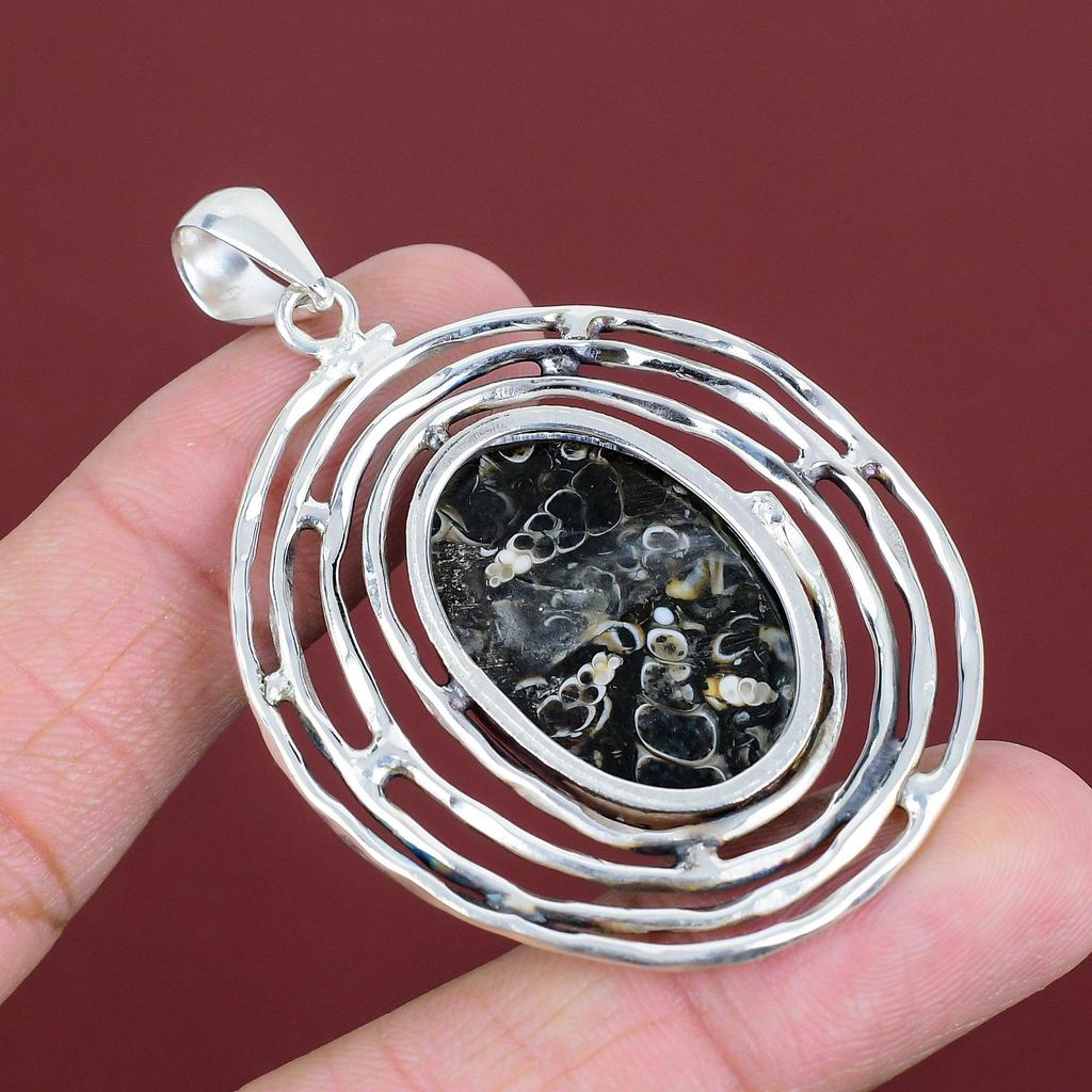 Turritella Agate Gemstone Pendant Handmade Pendant 925 Sterling Silver Pendant Natural Turritella Agate Jewelry Gifts For Wife Women Pendant