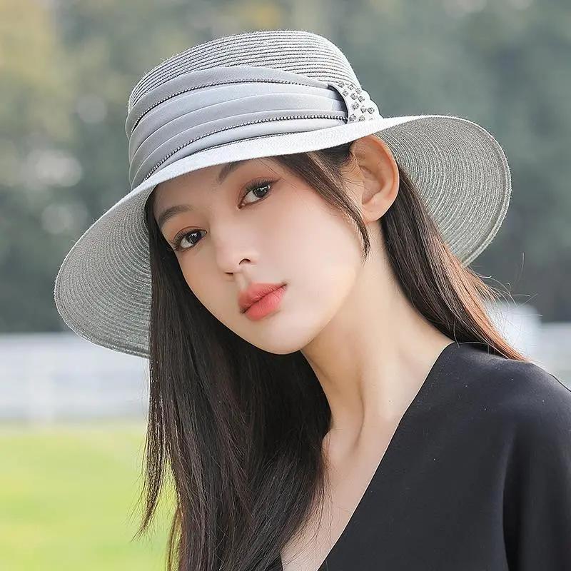 WTEMPO Chapeaux d'été légers et décontractés pour femmes, chapeaux de mode protégeant du soleil, chapeaux de plage d'extérieur anti-UV pour dames, chapeaux cool, chapeaux de soleil polyvalents avec nœud