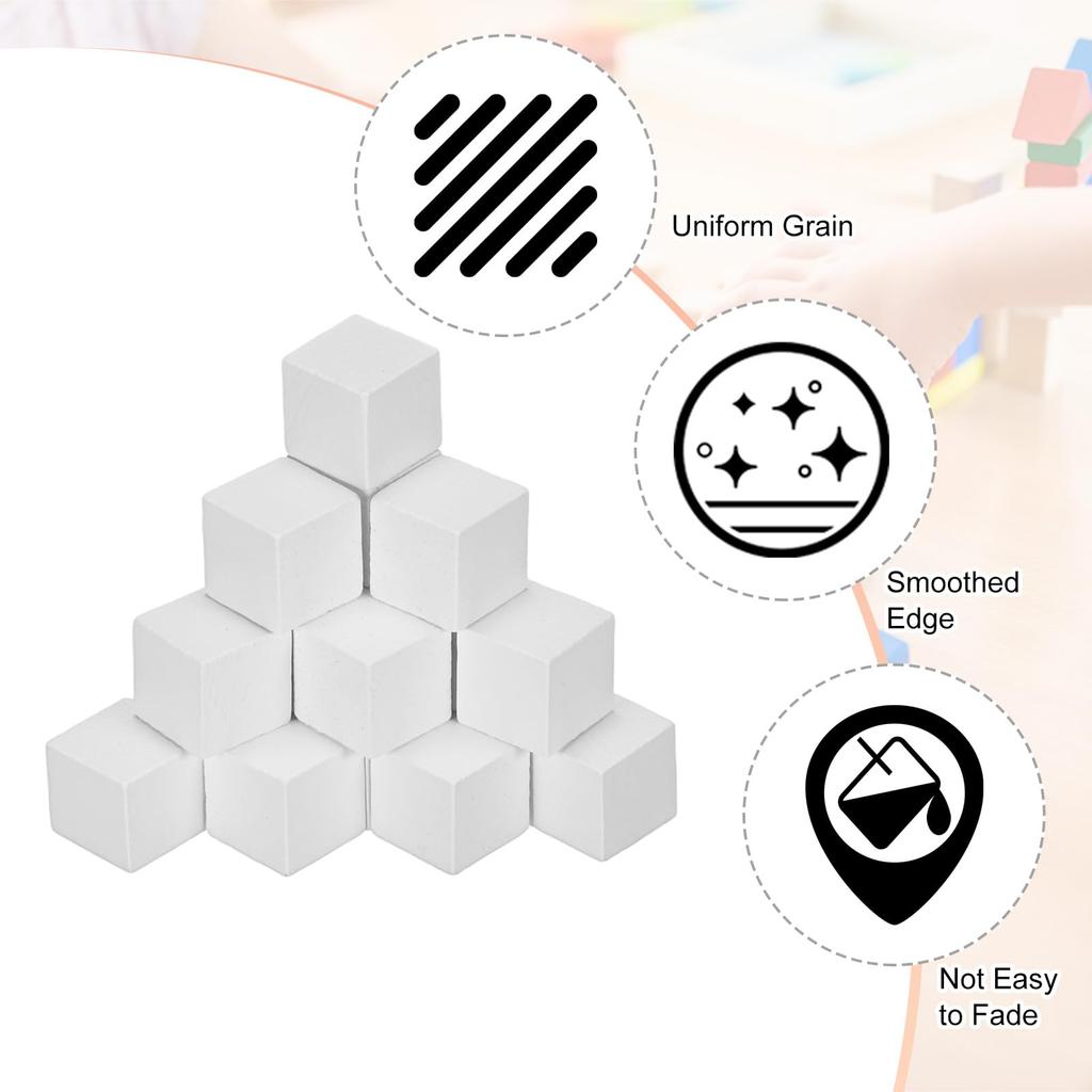 METERXITY 50-Piece DIY Wooden Cubes, 0.4" (1cm) Colored Natural Wood Blocks for Crafts, Puzzles, Games, Weddings, Home Decor, Dice, and Building,