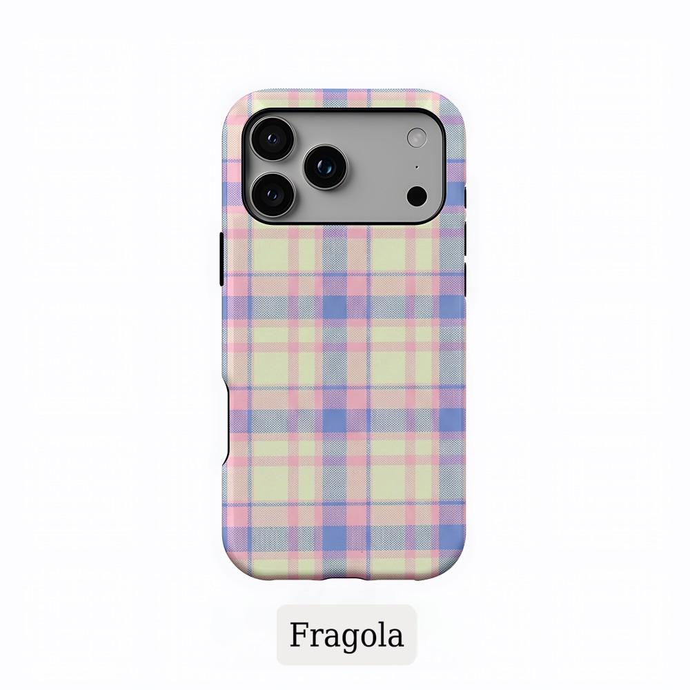 Phone Case for iPhone 17 16 15 14 13 12 11 X XS XR Air Pro Max Plus Luxury Clmj Fragola Coloful Grids Double-layer Back Cover
