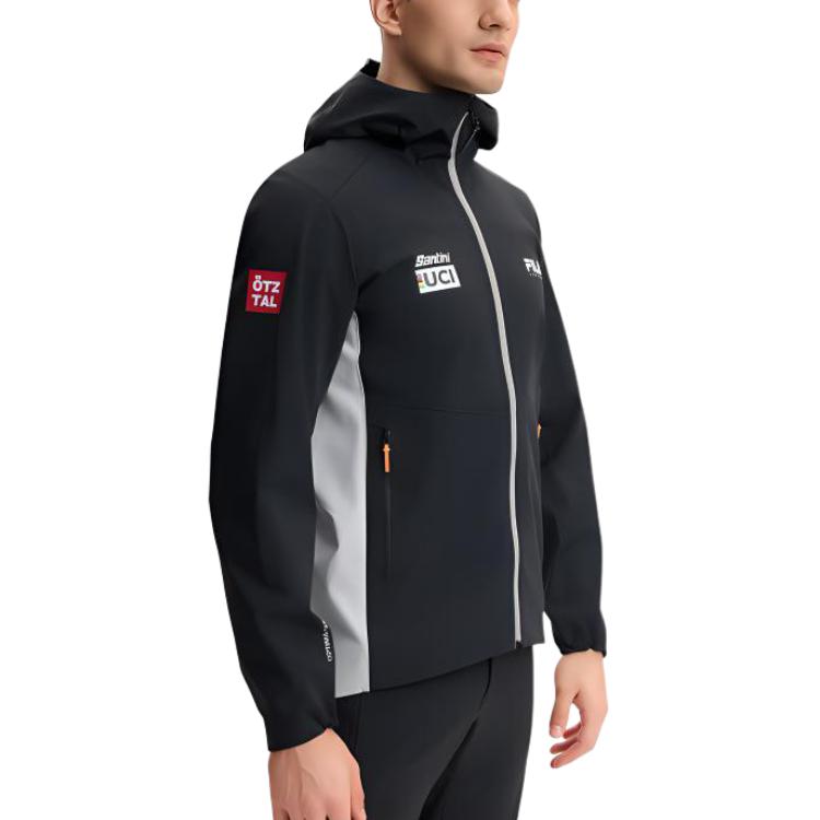 Fila Cycling Brand Logo Fashion Sports Hooded Jacket Men Jacket Deep-Black A11M518705F-BK