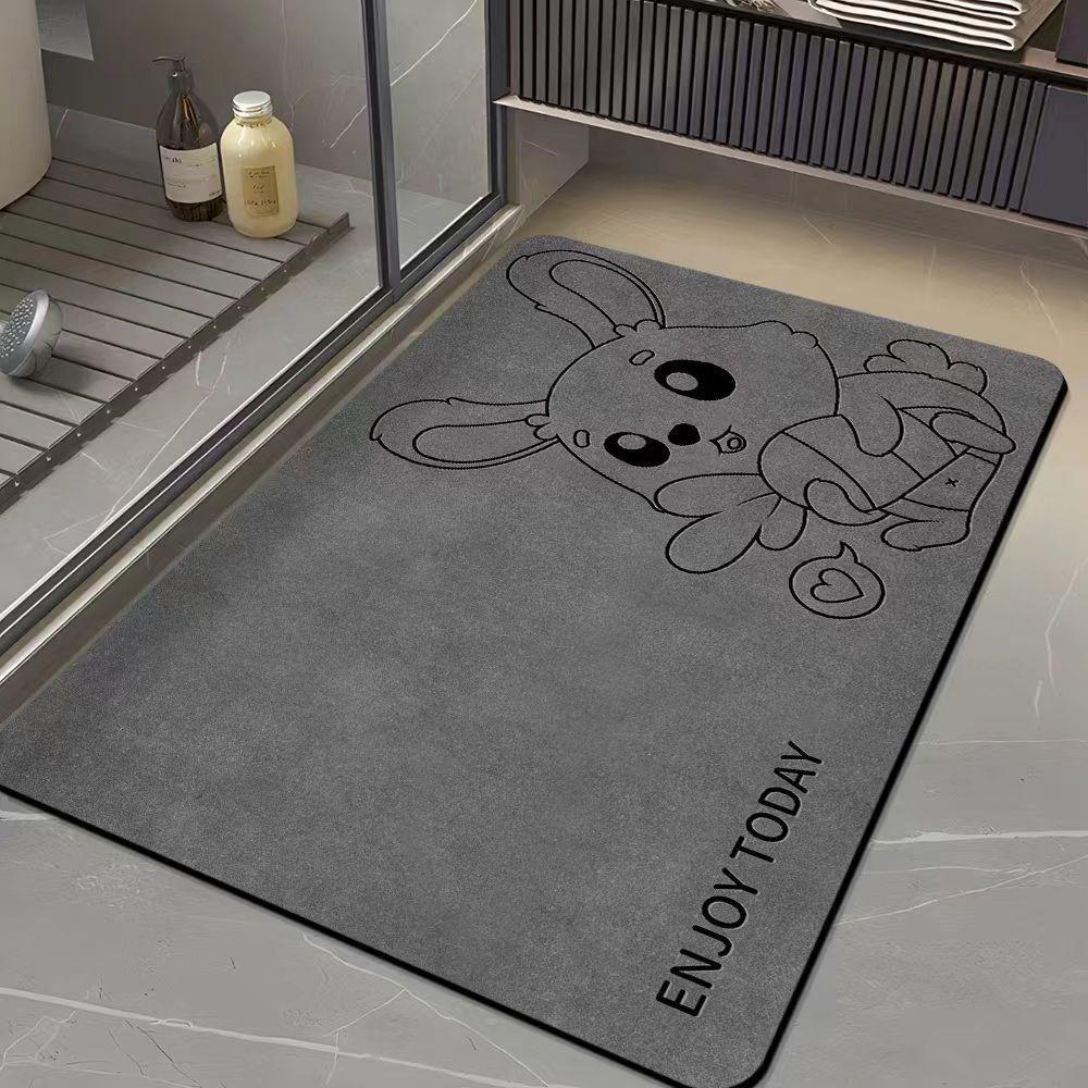Diatom Mud Bathroom Mat Line Art Cartoon Animal Pattern Quick Dry Absorbent Rug Non Slip Toilet Door Mat Hippo Giraffe Crocodile