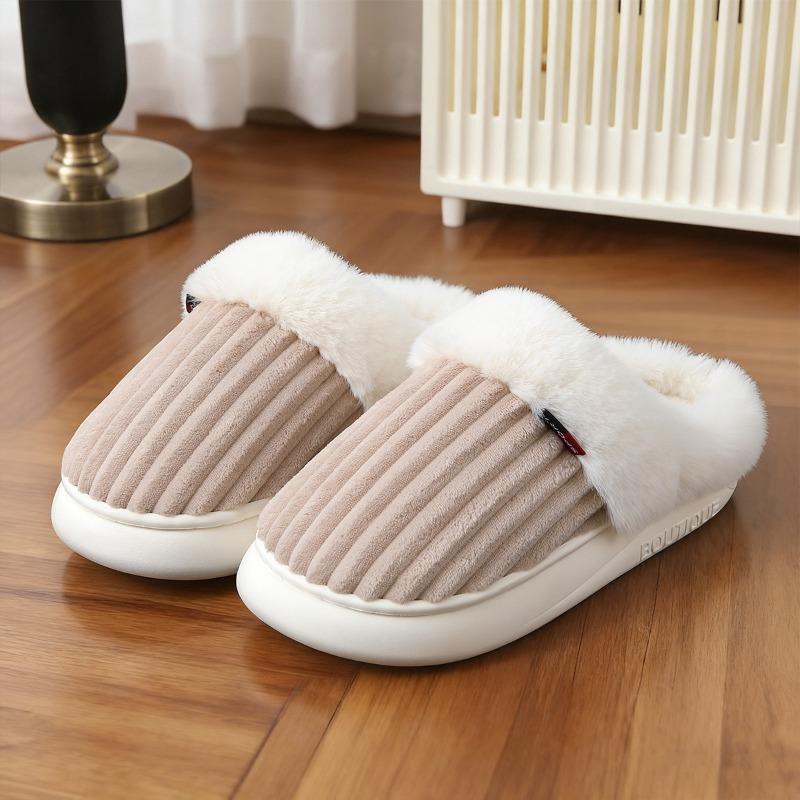 Cotton Shoes Winter Women's Home Slippers Cotton TEU Large Size Plush Shoes Versatile One-pedal Thermal Shoes