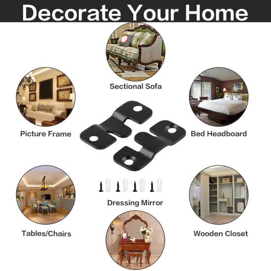 1 Wall Load-capacity Mounting Bracket Picture Pair Easy to Install Black