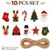 2sets Christmas Wooden Ornament Set, Rustic Wooden Hanging Decor Set Including Santa Claus,Reindeer, Christmas Tree, Christmas Tree Winter Home Decor,