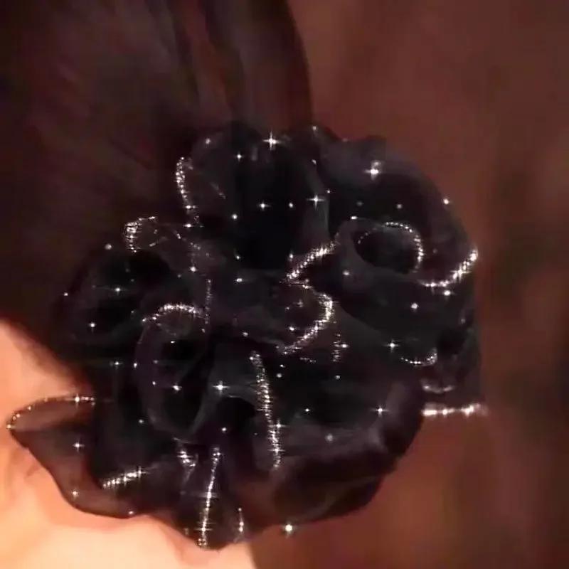 Stort Hårband Högelastiskt pannband Blomma Elegant gyllene Stjärnklar Himmel Hårvolym Bubbelpannband för kvinnor