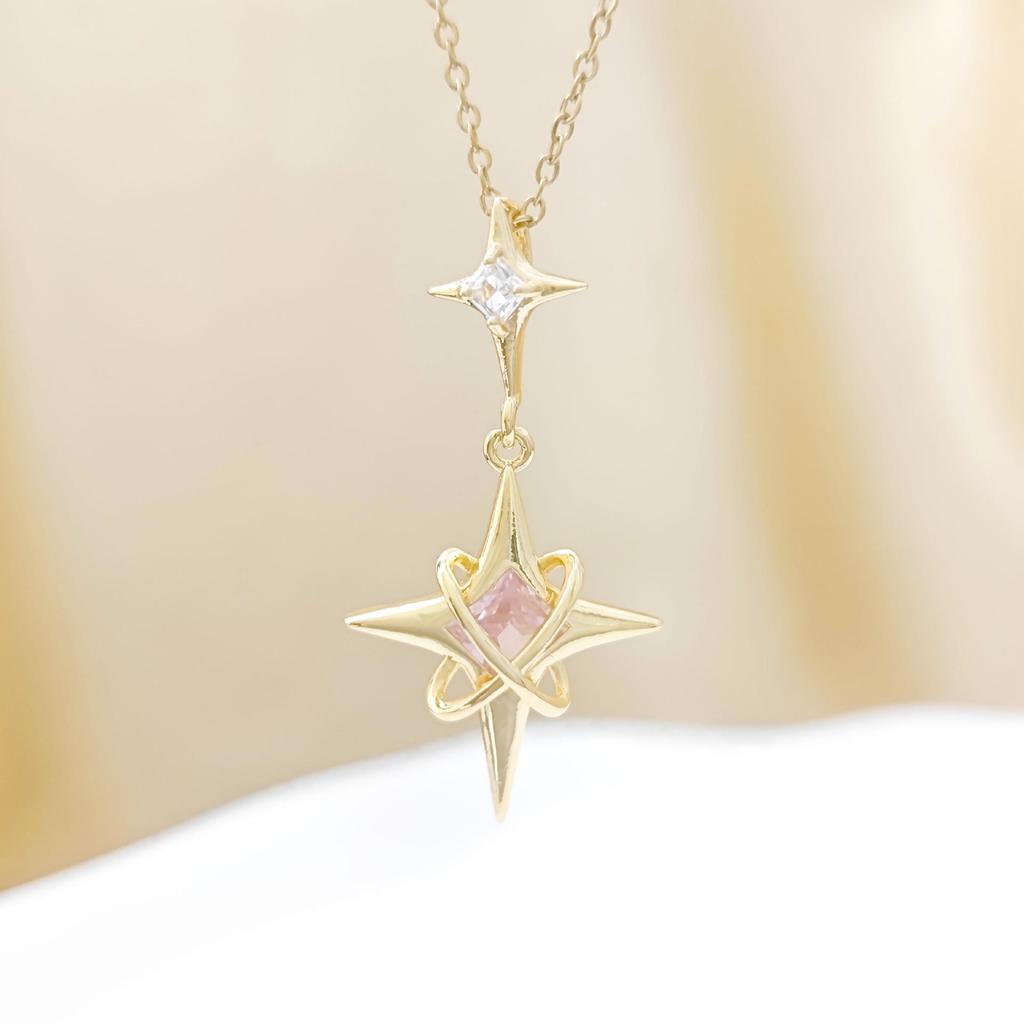 Titanium Steel Colorfast Star Cross Clavicle Necklace for Women