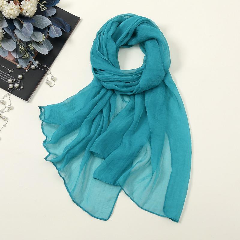 New solid color silk scarf women, oversized chiffon beach scarf fashion bikini swimsuit wrap scarf shawl