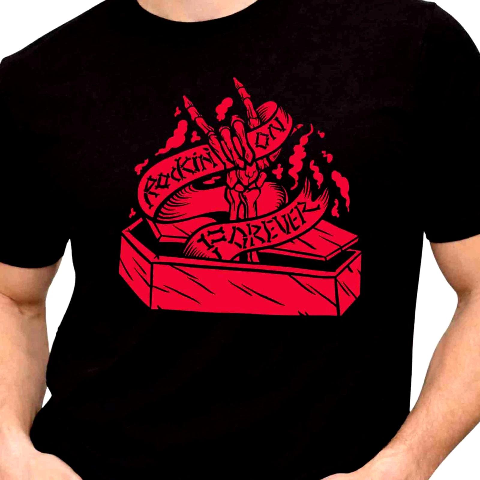 Skeleton Rock Hand Coffin T Shirt Rockin Forever Vintage Punk Rebel Tattoo Gift S